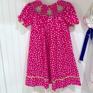 Pink Christmas Smocked Dress